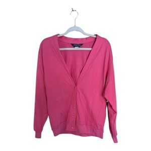Lands’ End Pink Cotton Cardigan – Made in USA (Size M) Vintage Summer work